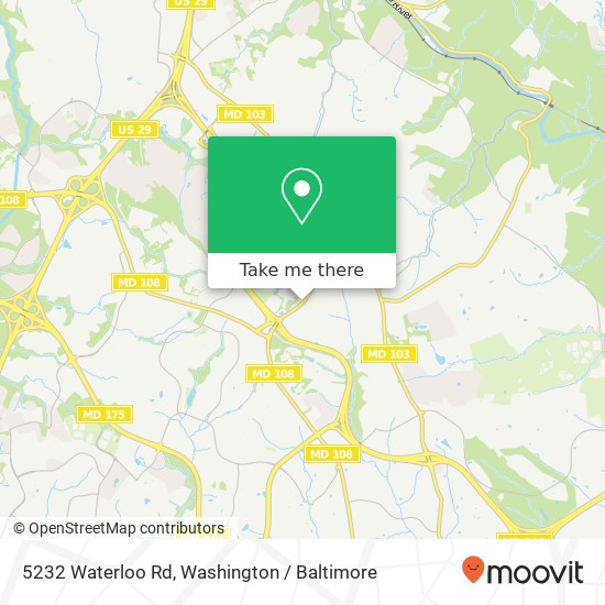 Mapa de 5232 Waterloo Rd, Ellicott City, MD 21043