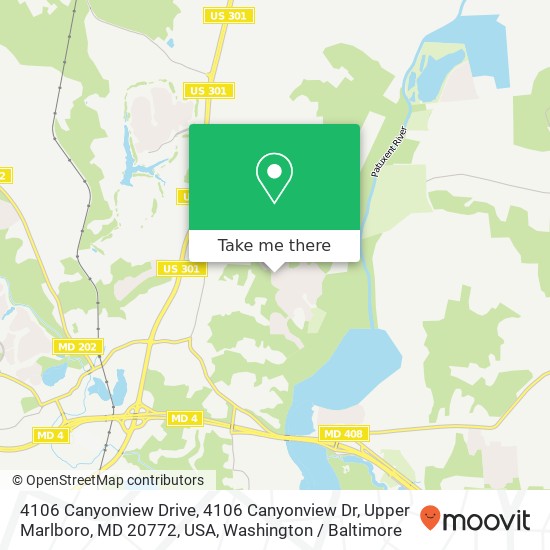Mapa de 4106 Canyonview Drive, 4106 Canyonview Dr, Upper Marlboro, MD 20772, USA