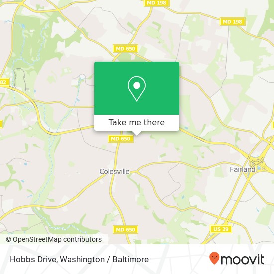 Mapa de Hobbs Drive, Hobbs Dr, Colesville, MD 20904, USA