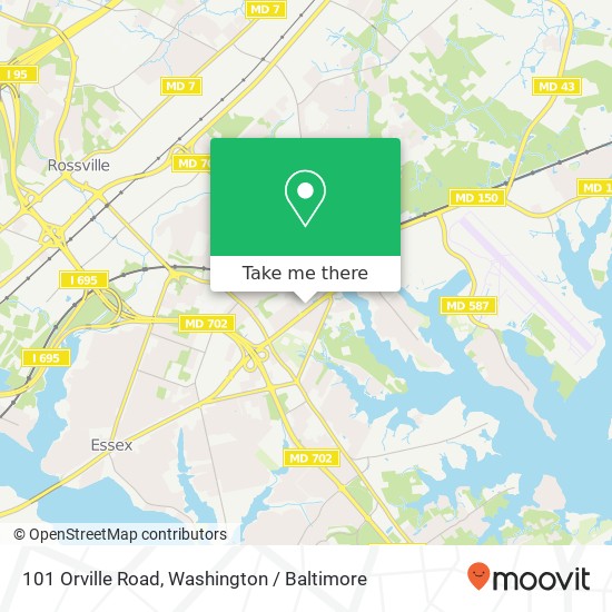 Mapa de 101 Orville Road, 101 Orville Rd, Essex, MD 21221, USA