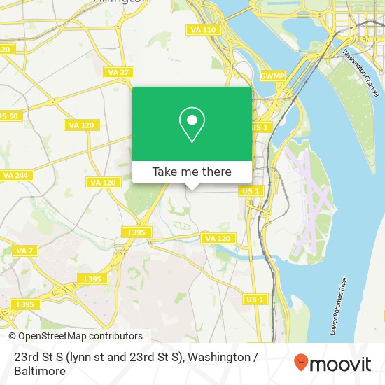 Mapa de 23rd St S (lynn st and 23rd St S), Arlington, VA 22202