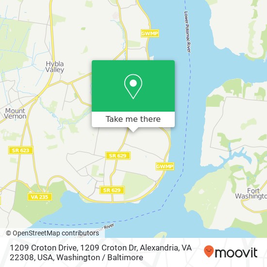 Mapa de 1209 Croton Drive, 1209 Croton Dr, Alexandria, VA 22308, USA