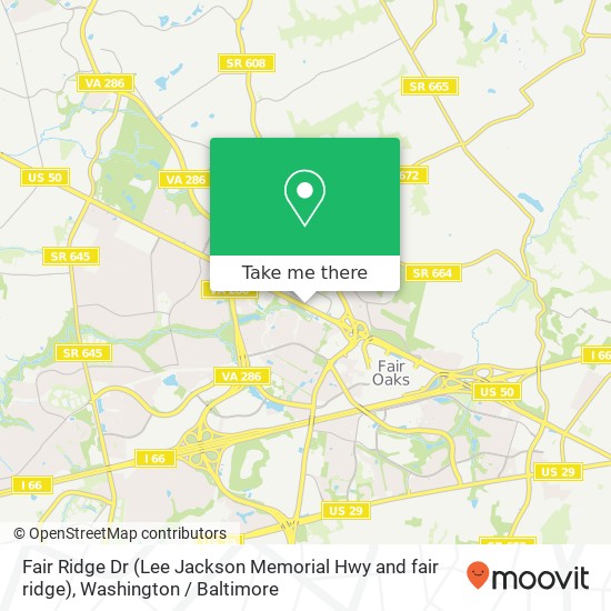 Mapa de Fair Ridge Dr (Lee Jackson Memorial Hwy and fair ridge), Fairfax, VA 22033