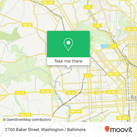 Mapa de 2700 Baker Street, 2700 Baker St, Baltimore, MD 21216, USA