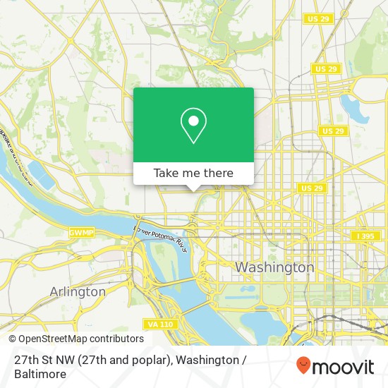 Mapa de 27th St NW (27th and poplar), Washington, DC 20007