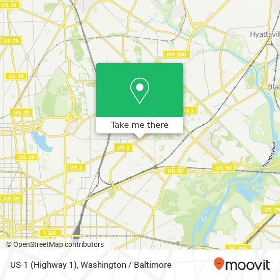 Mapa de US-1 (Highway 1), Washington, DC 20018