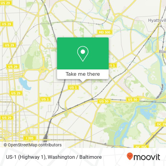 US-1 (Highway 1), Washington, DC 20018 map