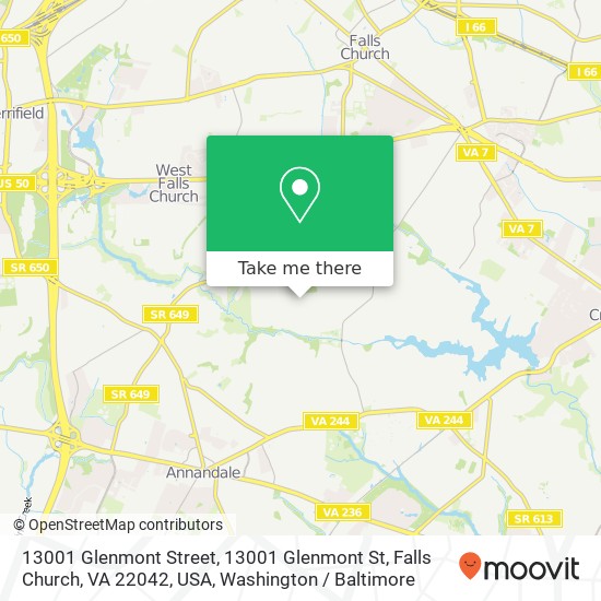 Mapa de 13001 Glenmont Street, 13001 Glenmont St, Falls Church, VA 22042, USA