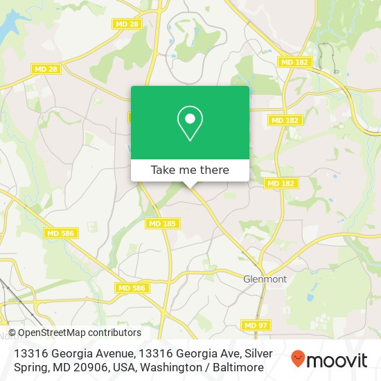 Mapa de 13316 Georgia Avenue, 13316 Georgia Ave, Silver Spring, MD 20906, USA