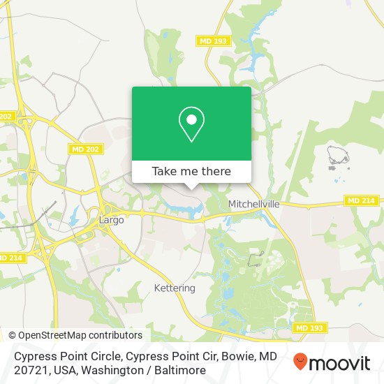Mapa de Cypress Point Circle, Cypress Point Cir, Bowie, MD 20721, USA