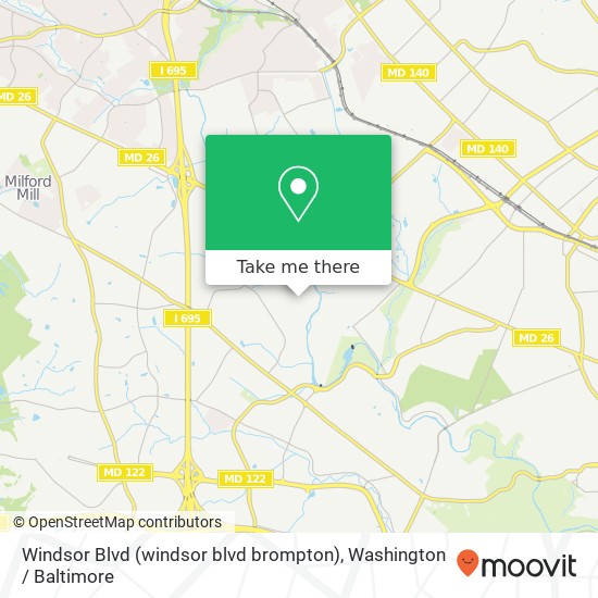 Mapa de Windsor Blvd (windsor blvd brompton), Gwynn Oak, MD 21207