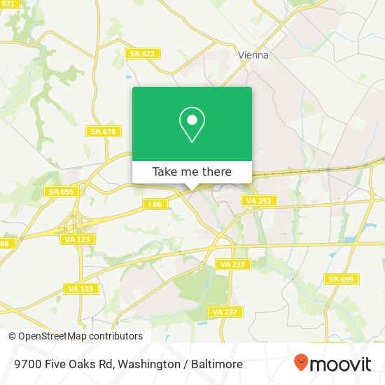 Mapa de 9700 Five Oaks Rd, Fairfax, VA 22031