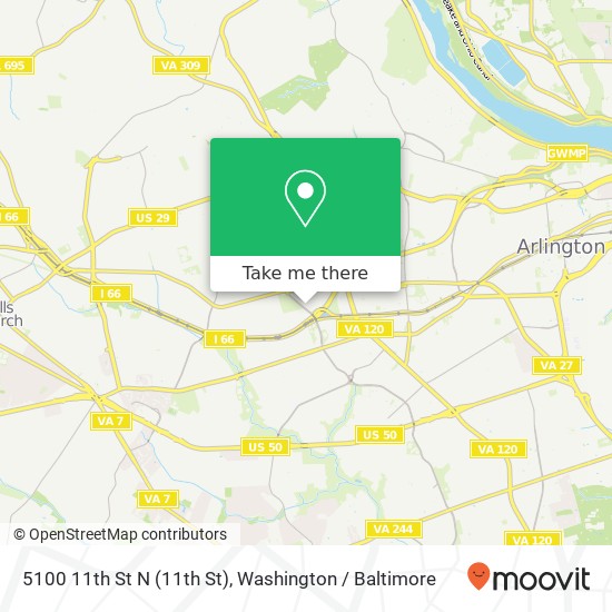 Mapa de 5100 11th St N (11th St), Arlington, VA 22205