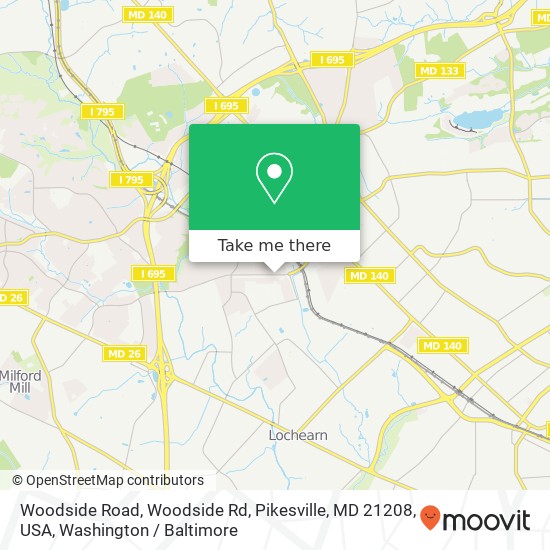 Woodside Road, Woodside Rd, Pikesville, MD 21208, USA map