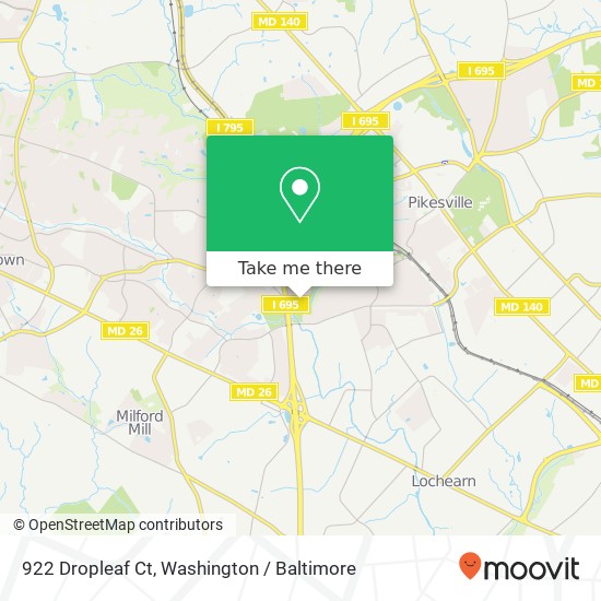 Mapa de 922 Dropleaf Ct, Pikesville, MD 21208