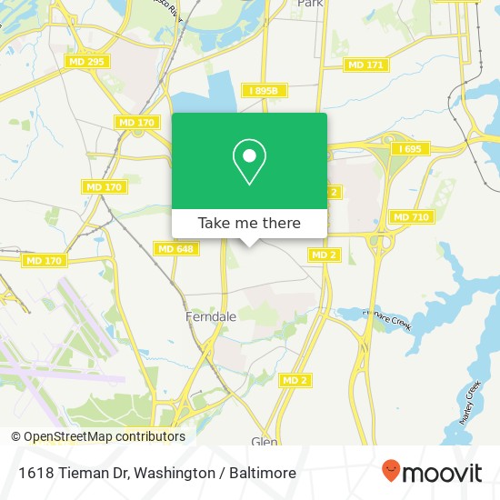 Mapa de 1618 Tieman Dr, Glen Burnie, MD 21061