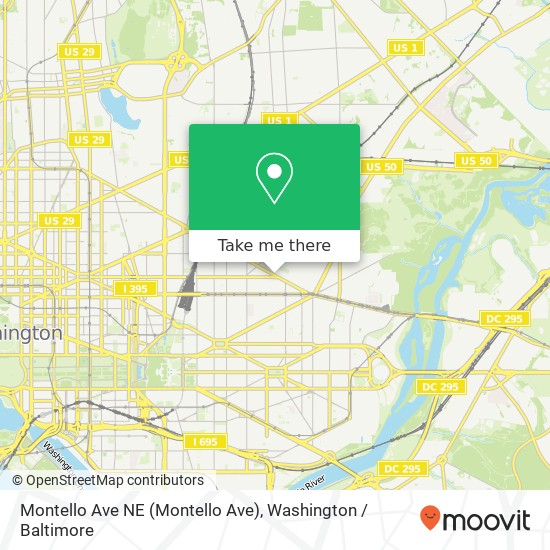 Mapa de Montello Ave NE (Montello Ave), Washington, DC 20002