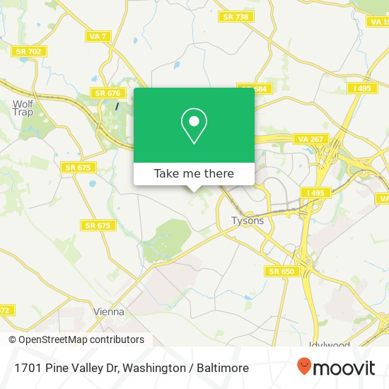 Mapa de 1701 Pine Valley Dr, Vienna, VA 22182