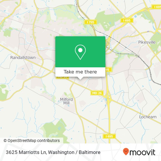 Mapa de 3625 Marriotts Ln, Windsor Mill, MD 21244