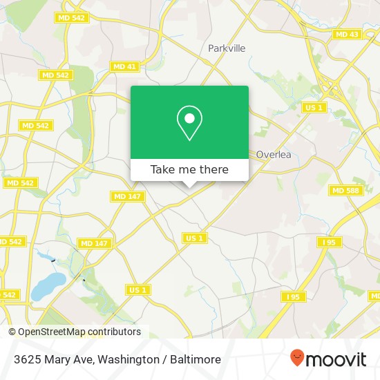 Mapa de 3625 Mary Ave, Baltimore, MD 21206
