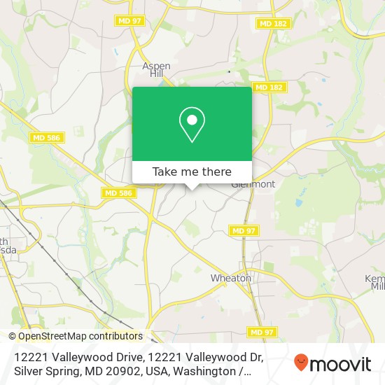 Mapa de 12221 Valleywood Drive, 12221 Valleywood Dr, Silver Spring, MD 20902, USA