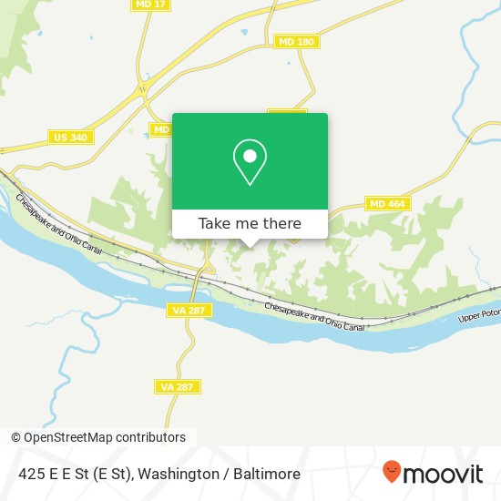 Mapa de 425 E E St (E St), Brunswick, MD 21716