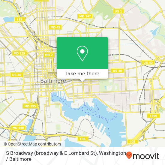 Mapa de S Broadway (broadway & E Lombard St), Baltimore, MD 21231