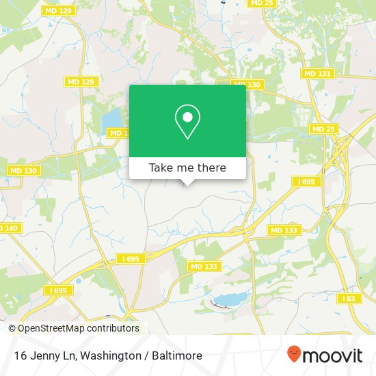 Mapa de 16 Jenny Ln, Pikesville, MD 21208