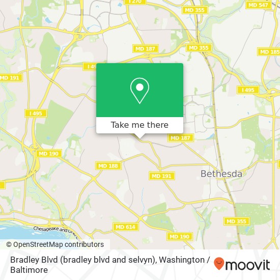 Bradley Blvd (bradley blvd and selvyn), Bethesda, MD 20817 map