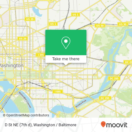 Mapa de D St NE (7th d), Washington, DC 20002