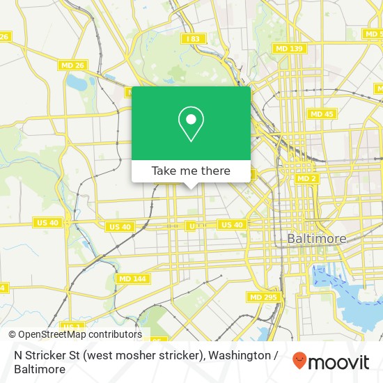 Mapa de N Stricker St (west mosher stricker), Baltimore, MD 21217