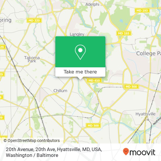 20th Avenue, 20th Ave, Hyattsville, MD, USA map
