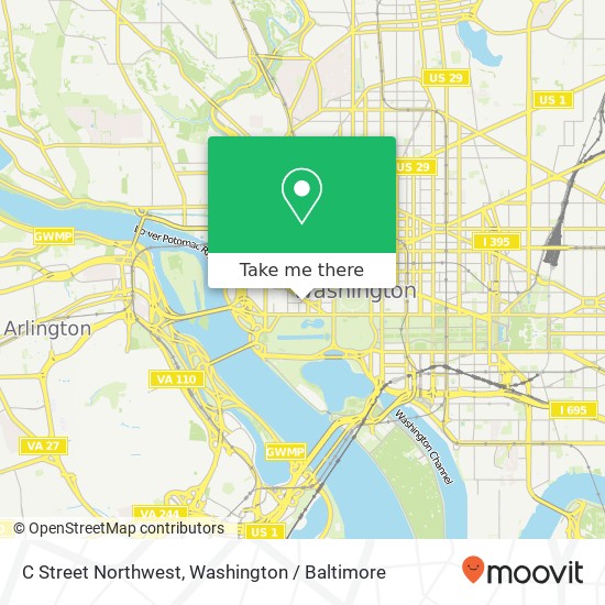 Mapa de C Street Northwest, C St NW, Washington, DC, USA