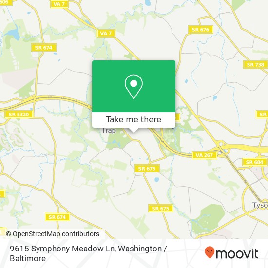 Mapa de 9615 Symphony Meadow Ln, Vienna, VA 22182