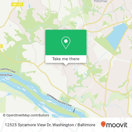 Mapa de 12525 Sycamore View Dr, Potomac, MD 20854