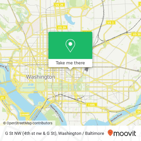 Mapa de G St NW (4th st nw & G St), Washington, DC 20001