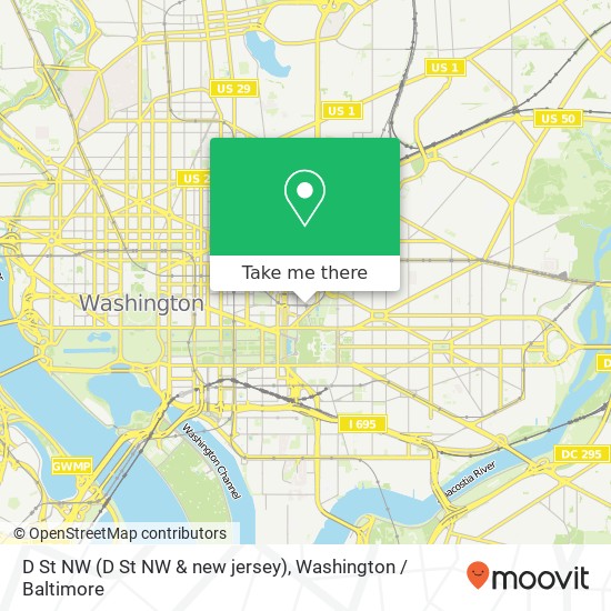 Mapa de D St NW (D St NW & new jersey), Washington, DC 20001