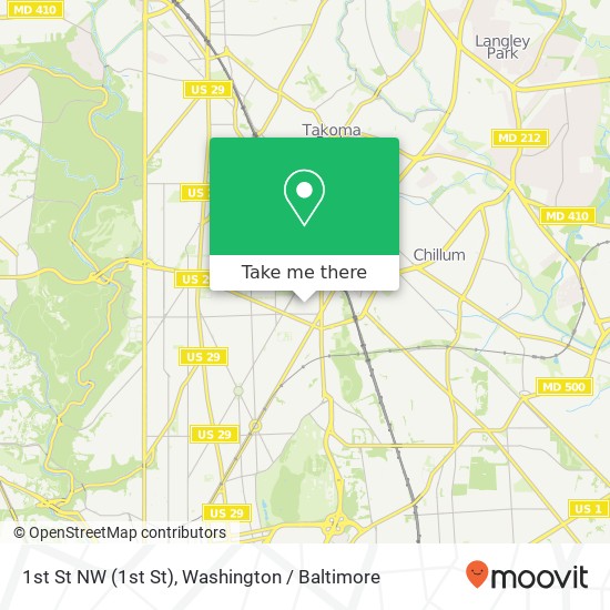 Mapa de 1st St NW (1st St), Washington, DC 20011