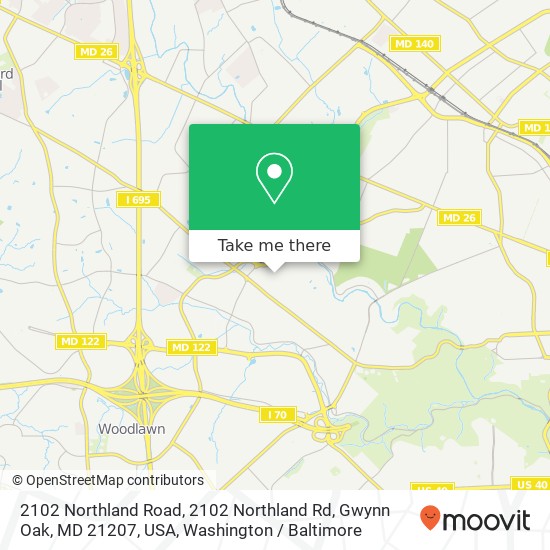 2102 Northland Road, 2102 Northland Rd, Gwynn Oak, MD 21207, USA map