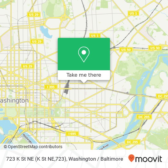 Mapa de 723 K St NE (K St NE,723), Washington, DC 20002