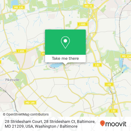 Mapa de 28 Stridesham Court, 28 Stridesham Ct, Baltimore, MD 21209, USA