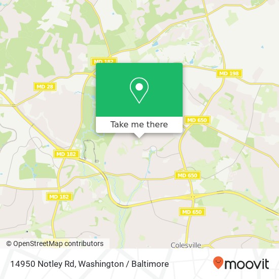 Mapa de 14950 Notley Rd, Silver Spring, MD 20905