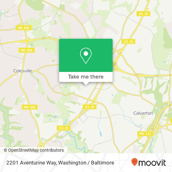 Mapa de 2201 Aventurine Way, Silver Spring, MD 20904