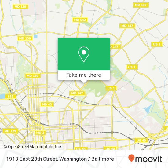 Mapa de 1913 East 28th Street, 1913 E 28th St, Baltimore, MD 21218, USA