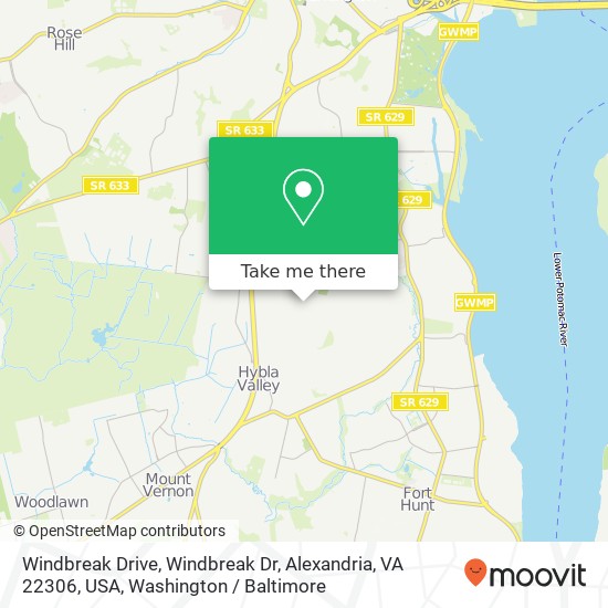 Mapa de Windbreak Drive, Windbreak Dr, Alexandria, VA 22306, USA