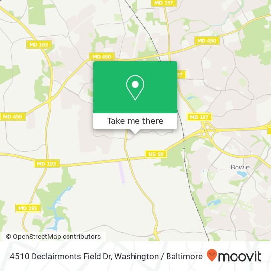 Mapa de 4510 Declairmonts Field Dr, Bowie, MD 20720