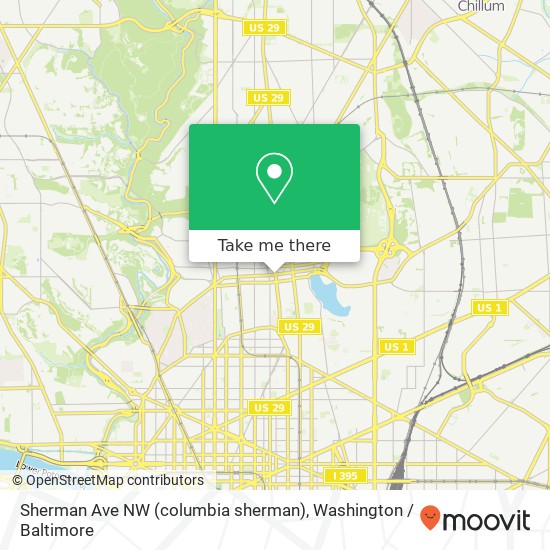 Sherman Ave NW (columbia sherman), Washington, DC 20001 map