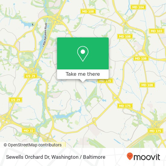 Mapa de Sewells Orchard Dr, Columbia, MD 21045