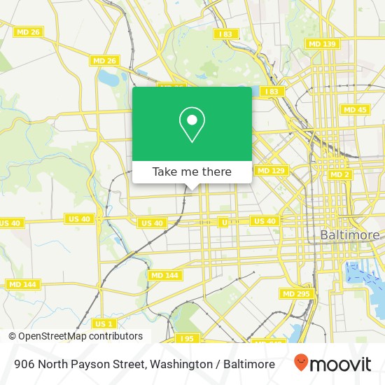 Mapa de 906 North Payson Street, 906 N Payson St, Baltimore, MD 21217, USA