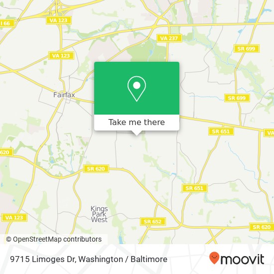 Mapa de 9715 Limoges Dr, Fairfax, VA 22032